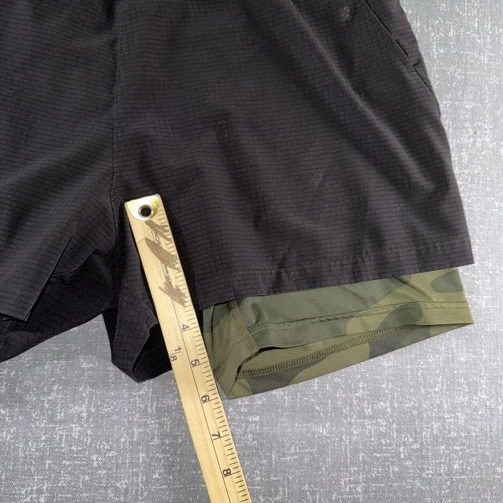 Roark Shorts Mens 33 Black Run Amok 2-in-1 Lined Camo 6 Inseam Athletic Running